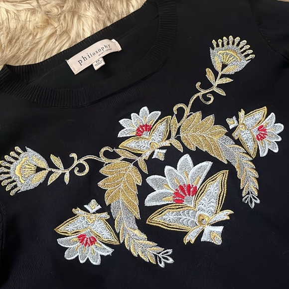 Philosophy Gorgeous Baroque Classy Black Sweater XS - Picture 2 of 2